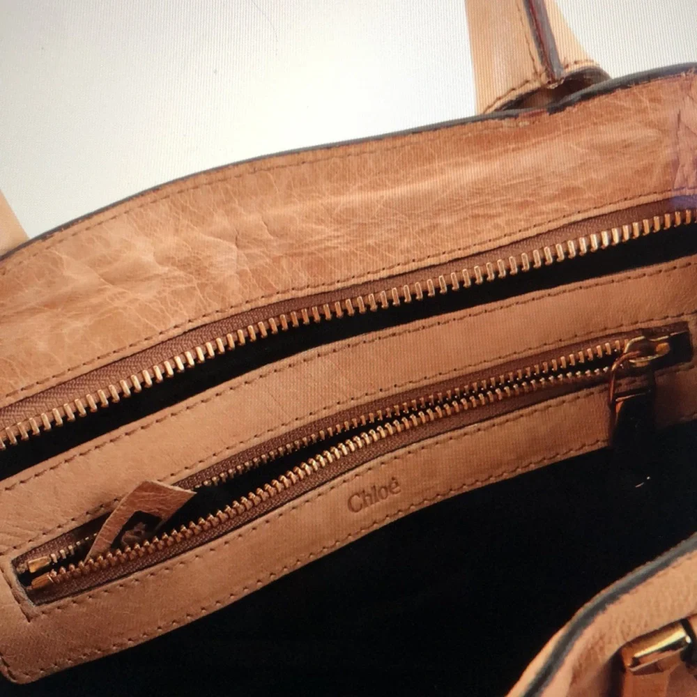 #0160 Chloe’ Mini Ethel Satchel in Tan Textured Leather and Attachable Strap - Picture 12 of 16
